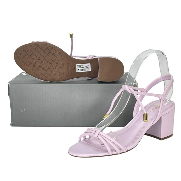 Arezzo Camila Soft Purple Leather Womens Mid Block Sandal Size 10M - Picture 1 of 12